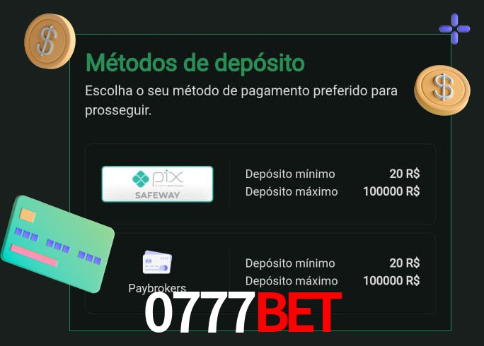 O cassino 0777bet oferece uma grande variedade de métodos de pagamento